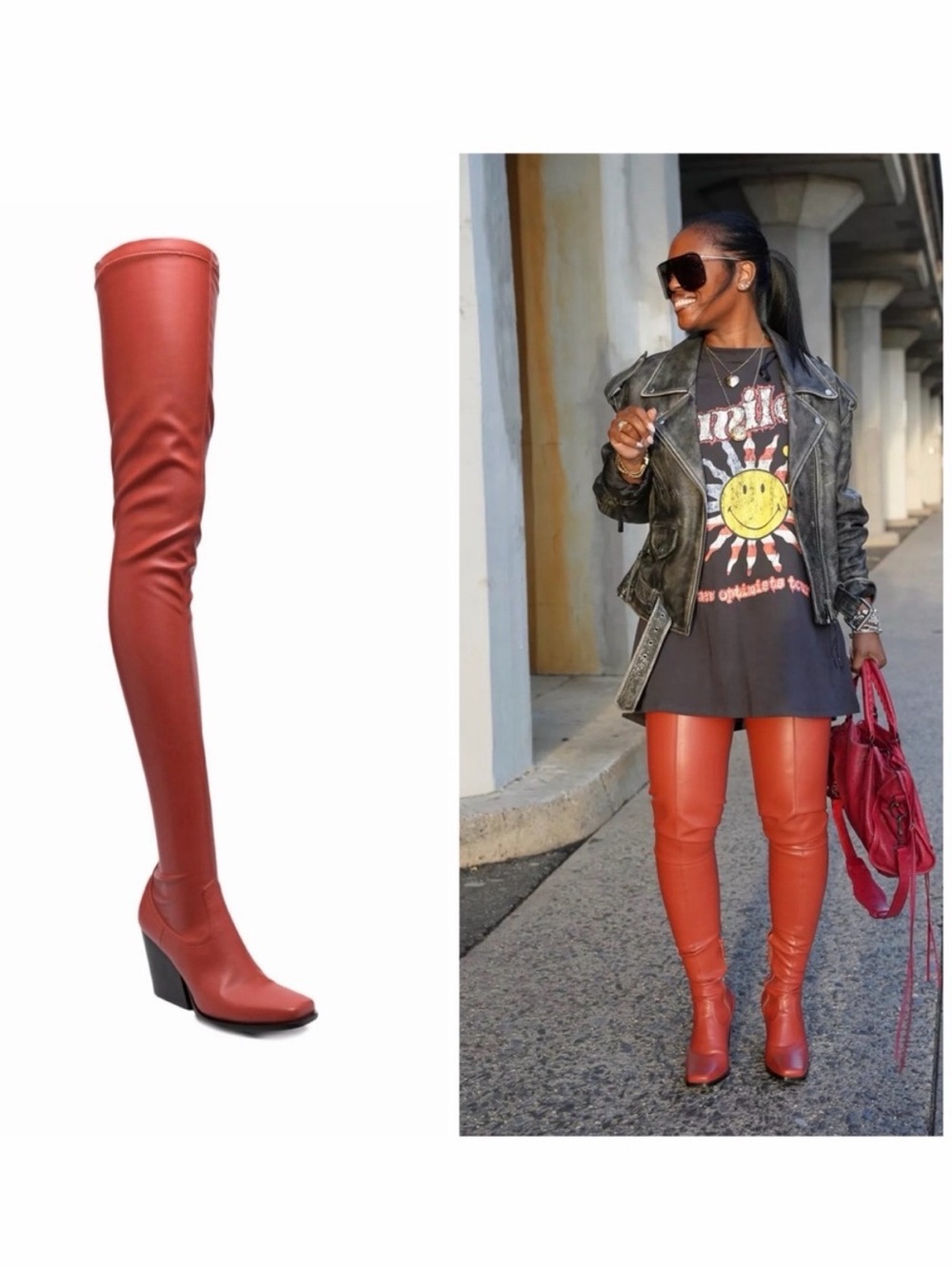 Stella McCartney Red Over Knee Boots Western Stretch Vegan 6 NWOB New 🟡